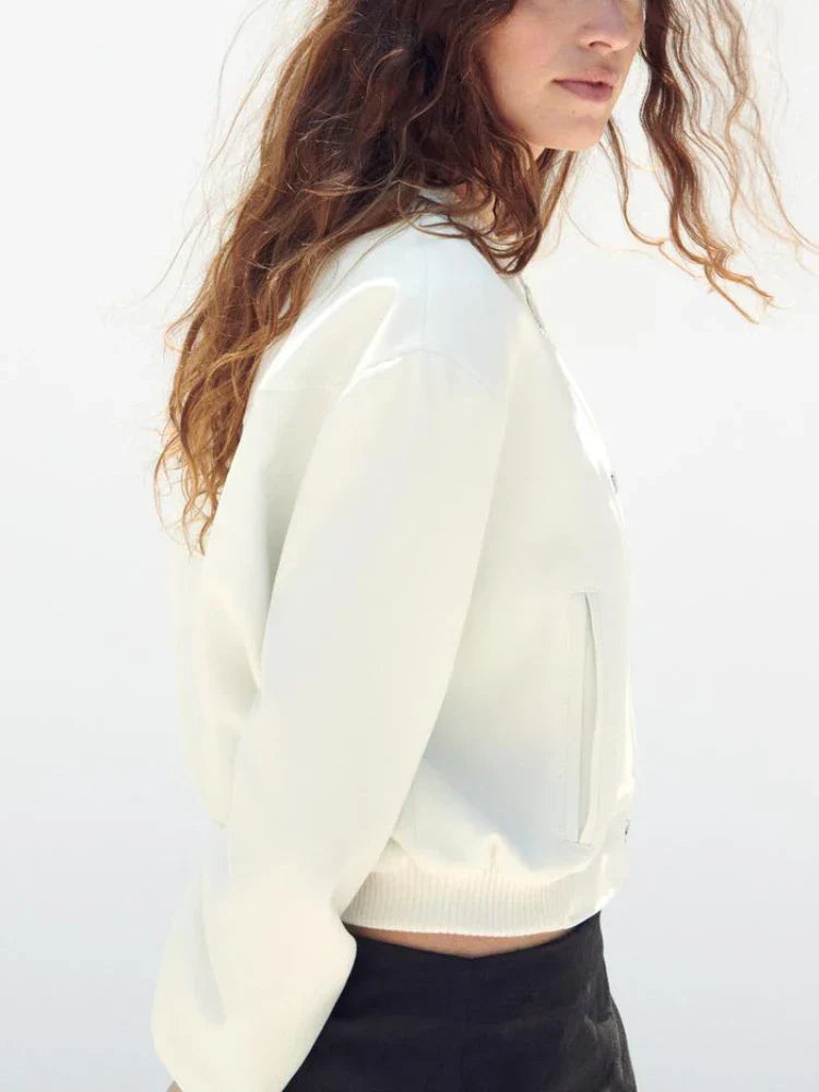 Stella | Bomber jacket with metal print buttons