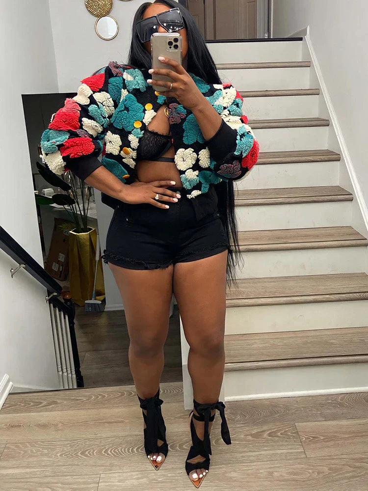 Emma | Women's cardigan with 3D flowers
