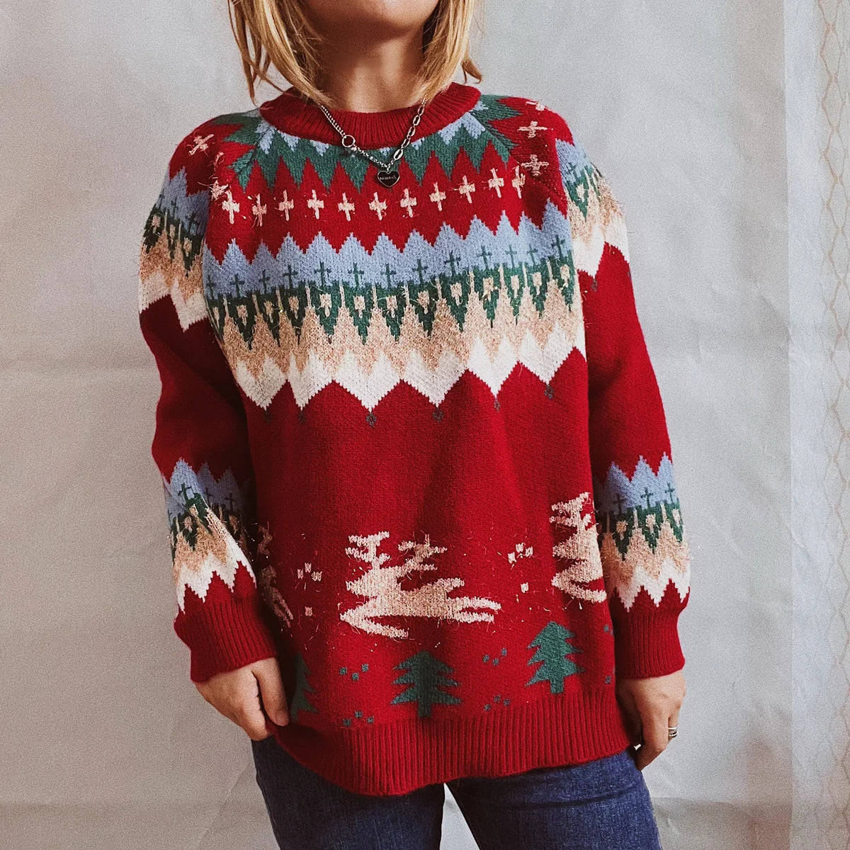 Marcela® | Pilar Christmas sweater with raglon sleeves for women