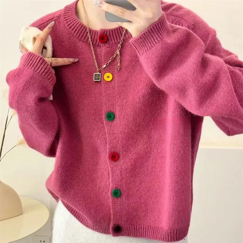 Beatrice | Colorful knotted knitted coat for women