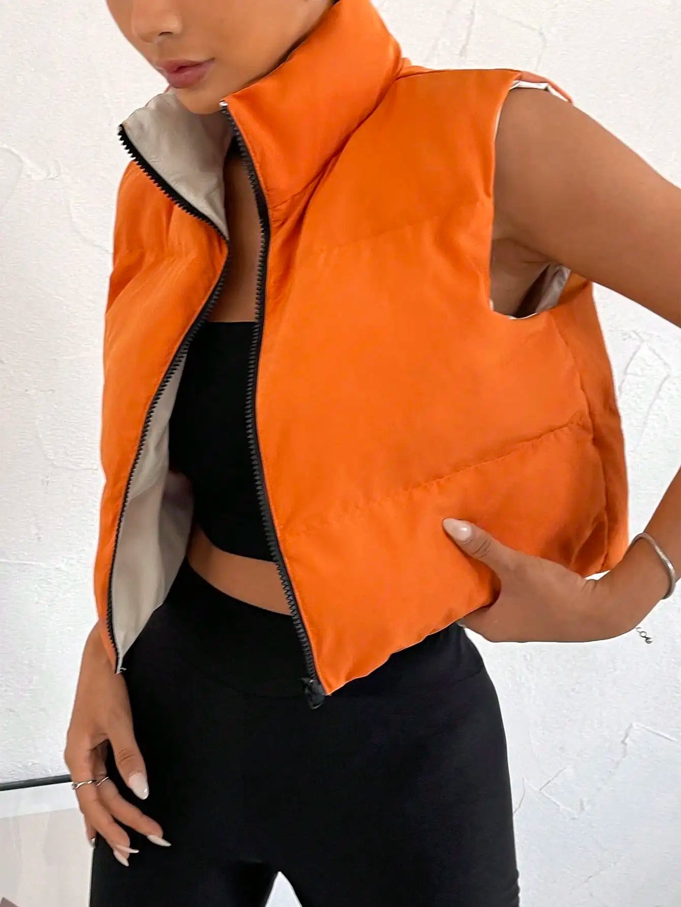 Sofia | Sleeveless women's vest with stand-up collar and zipper