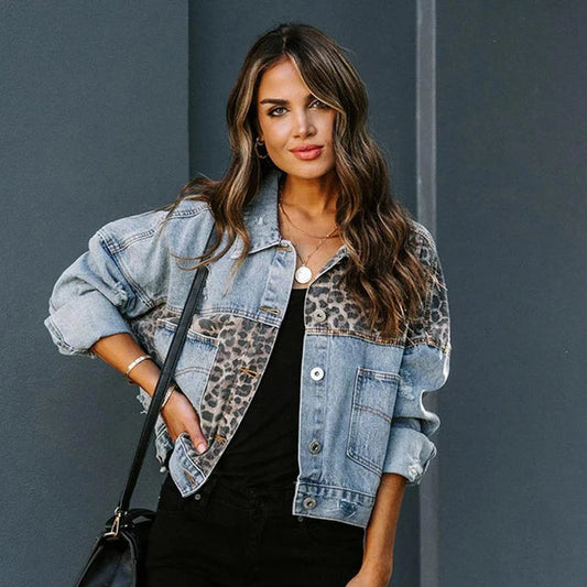 Bernadette | Denim jacket with leopard patch