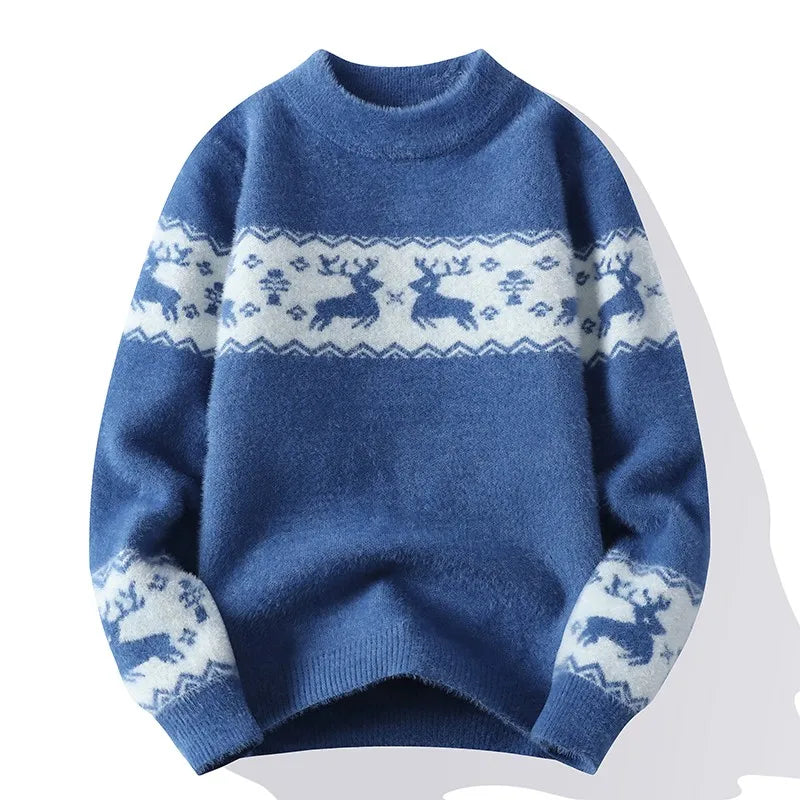 Julieta | Warm knitted sweater with a Christmas deer print for men