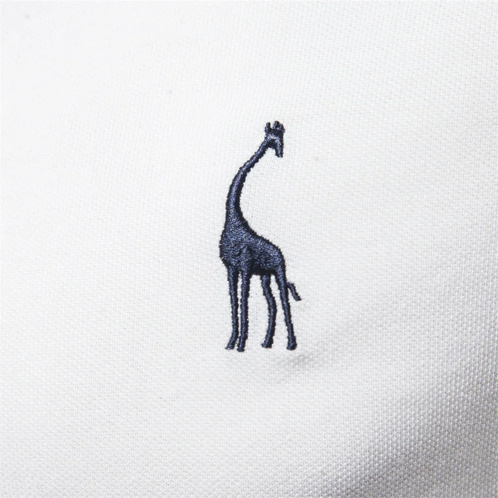 Men's Short-Sleeve Polo Shirt with Chest Logo and Button Placket