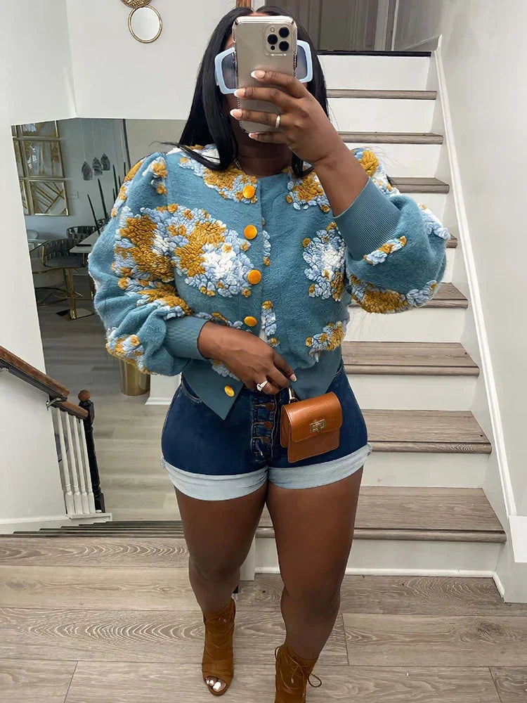 Emma | Women's cardigan with 3D flowers