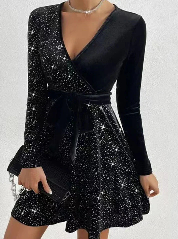 Gloria® | Sequin Wrap Dress Chic