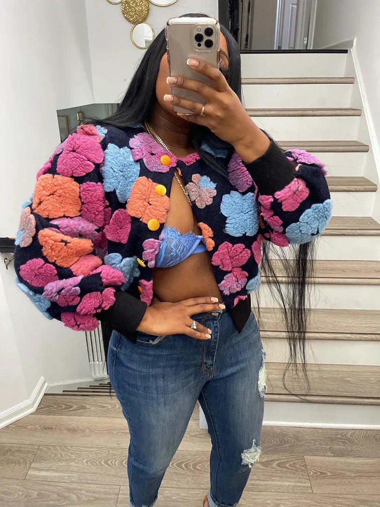 Emma | Women's cardigan with 3D flowers
