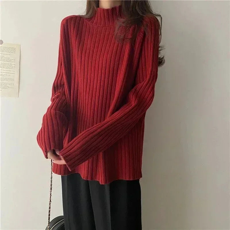 Renee | Women's sweater with a stand-up collar and long sleeves