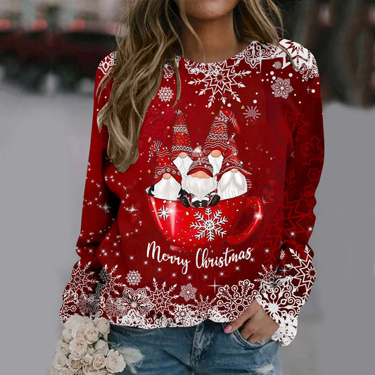 Carmen | Warm crew neck sweater with Merry Christmas print for women