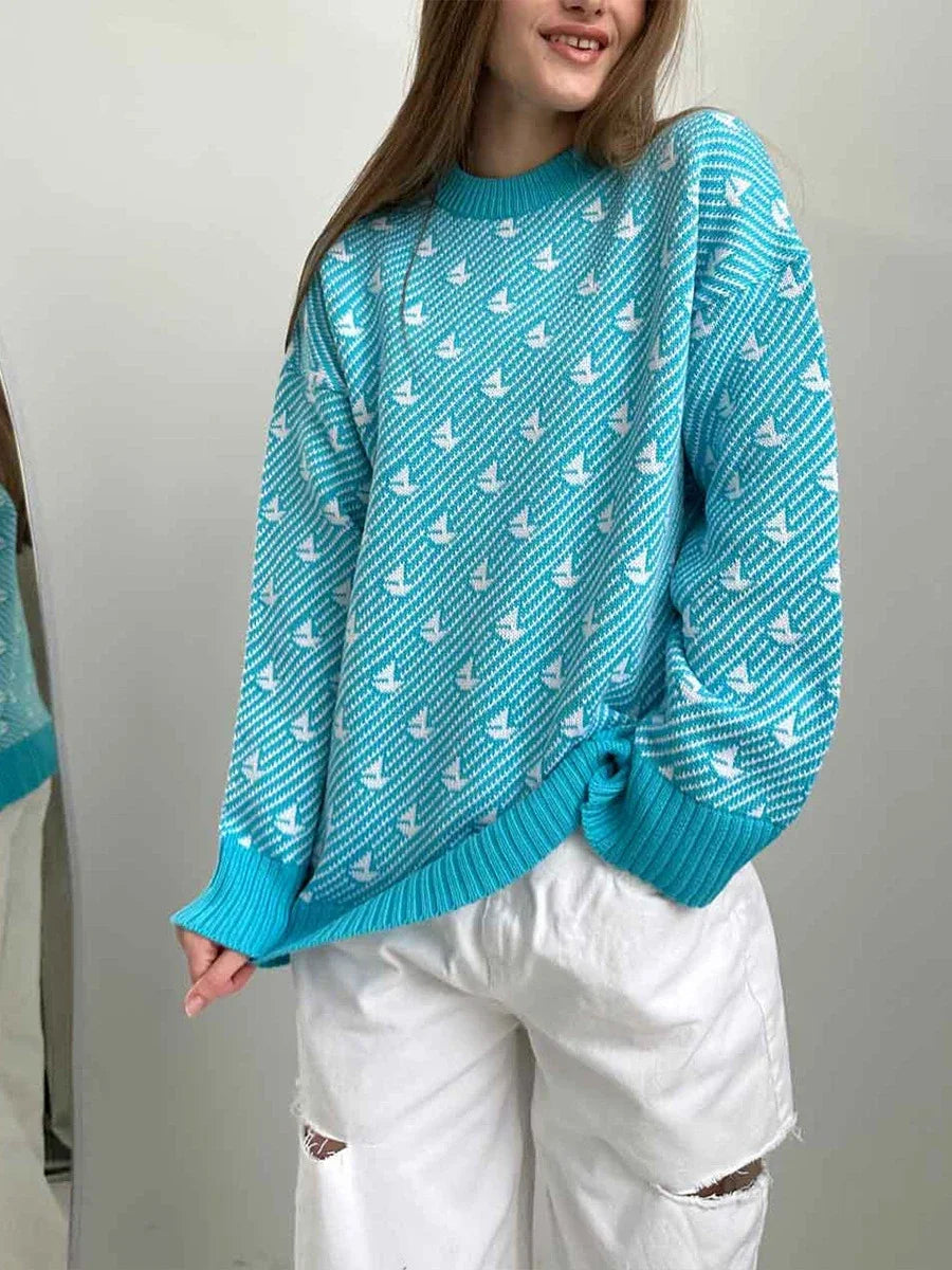 Selena | Women's knitted sweater with an elegant print