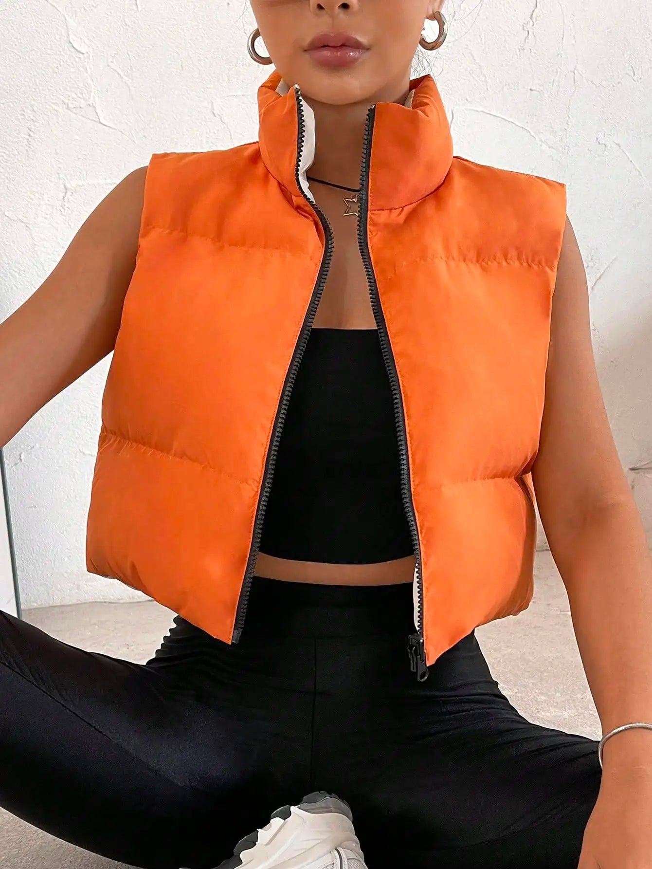Sofia | Sleeveless women's vest with stand-up collar and zipper
