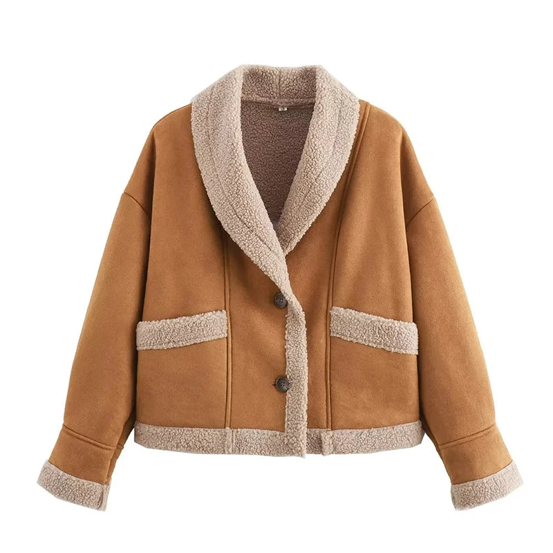 Nahir | Women's winter coat made of imitation lambskin