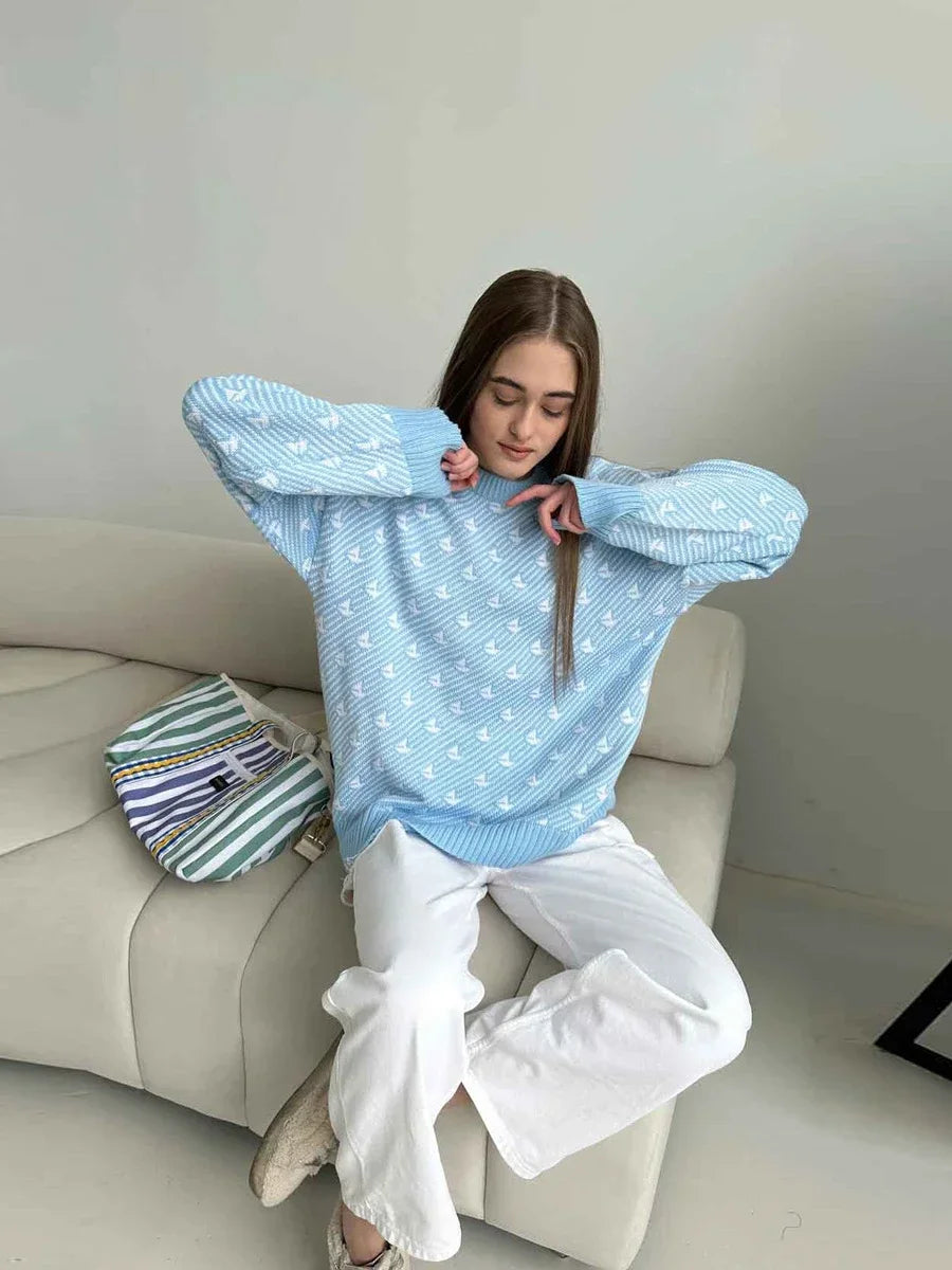 Selena | Women's knitted sweater with an elegant print