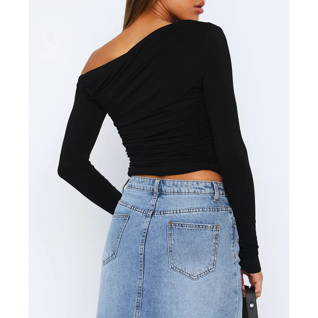 Wilhelmina® | Top asymétrique torsadé for women Manches longues