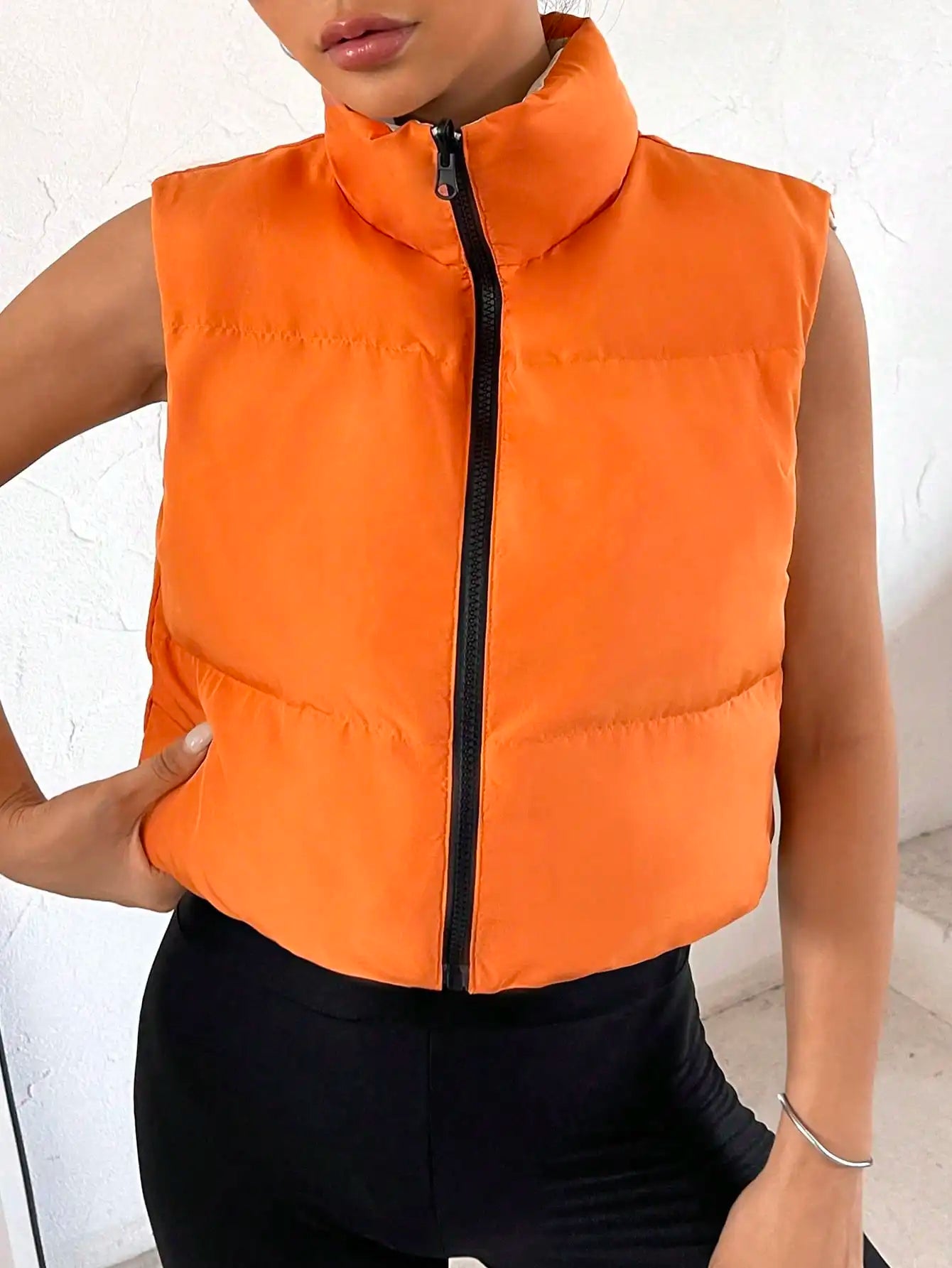 Sofia | Sleeveless women's vest with stand-up collar and zipper