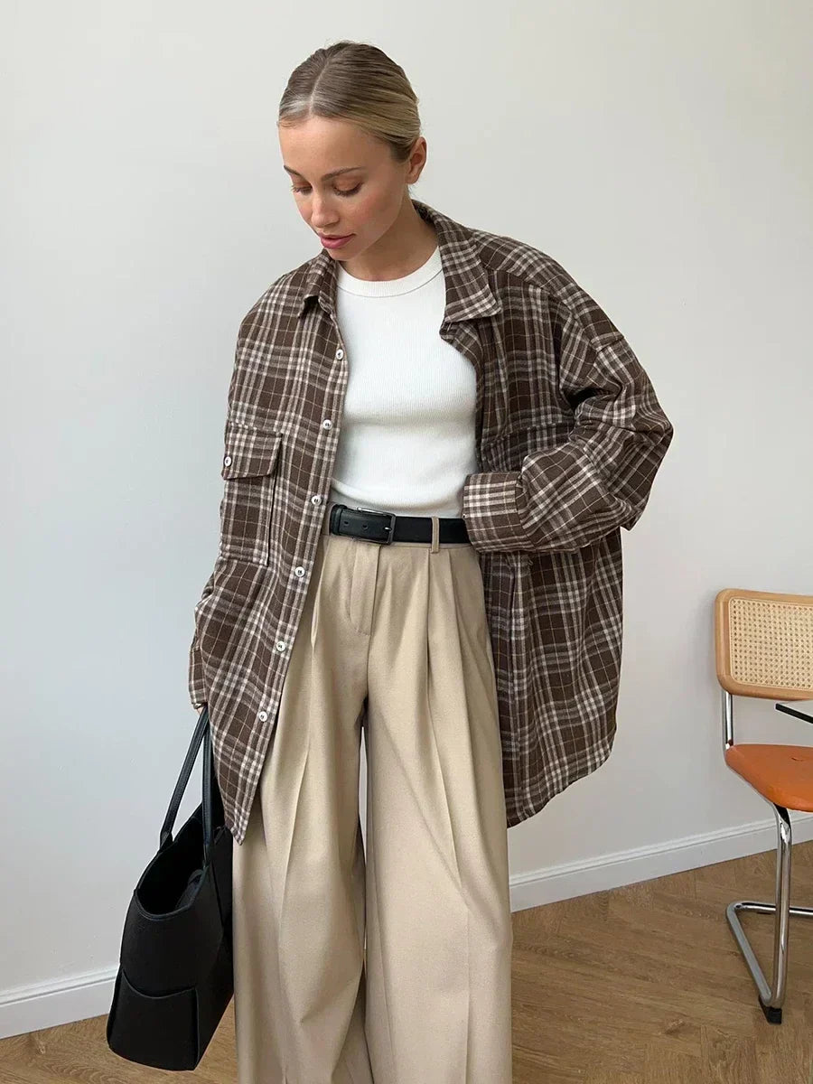 Inés® | Vintage loose checked blouse