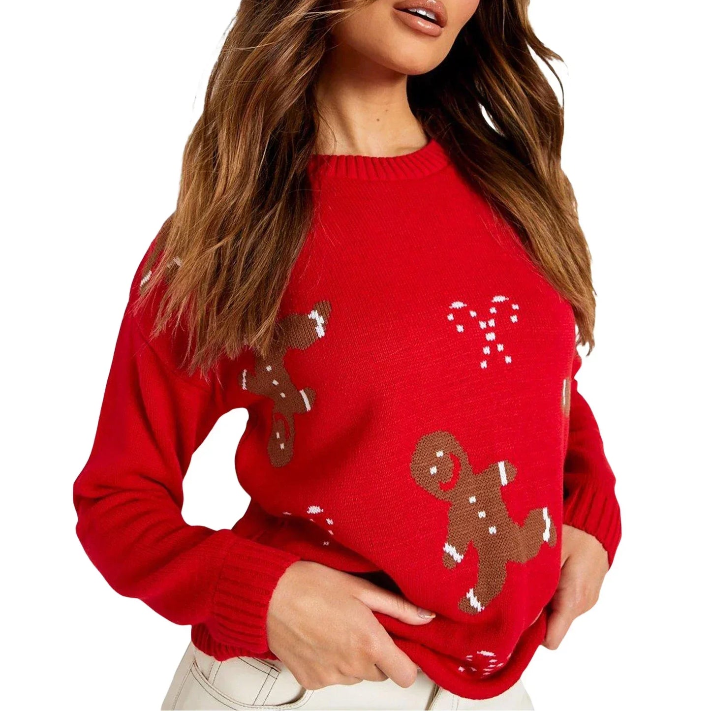 Eliana | Loose-fitting women's sweater with a gingerbread pattern