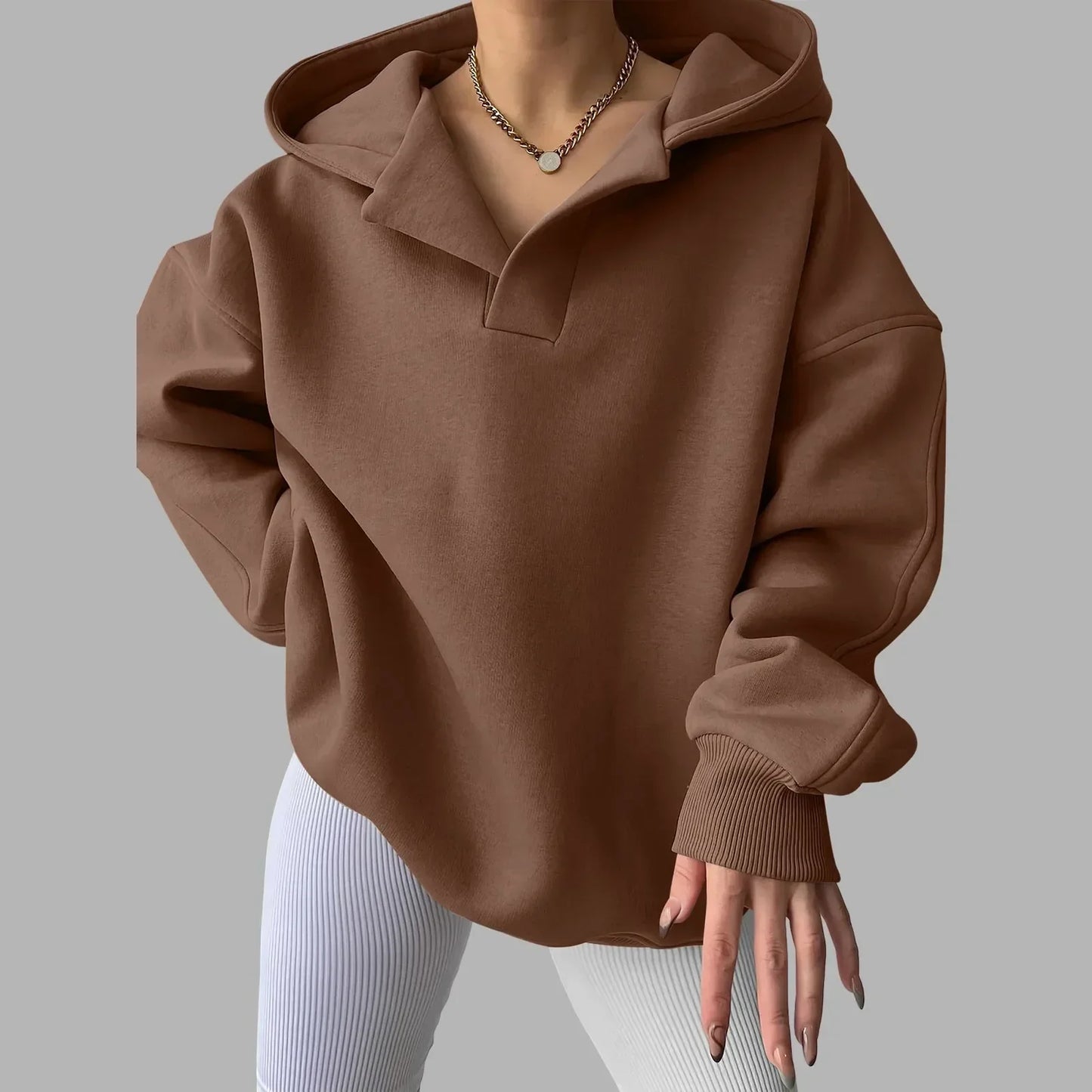 Josefa | Casual and oversized V-neck hoodie