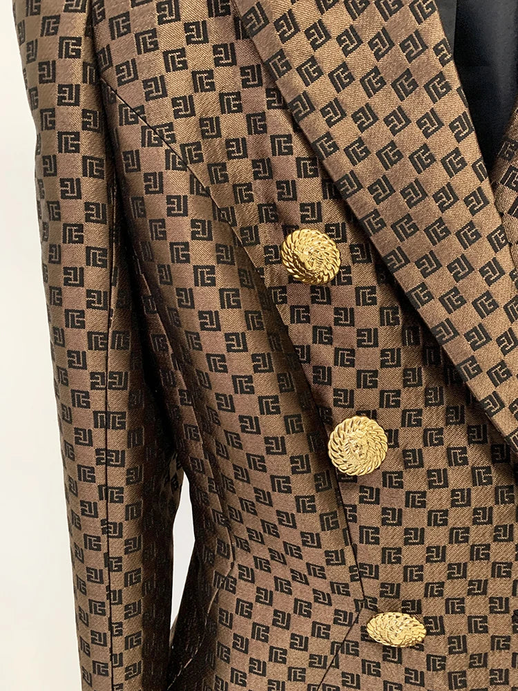 Irma | Double-breasted monogram jacquard blazer