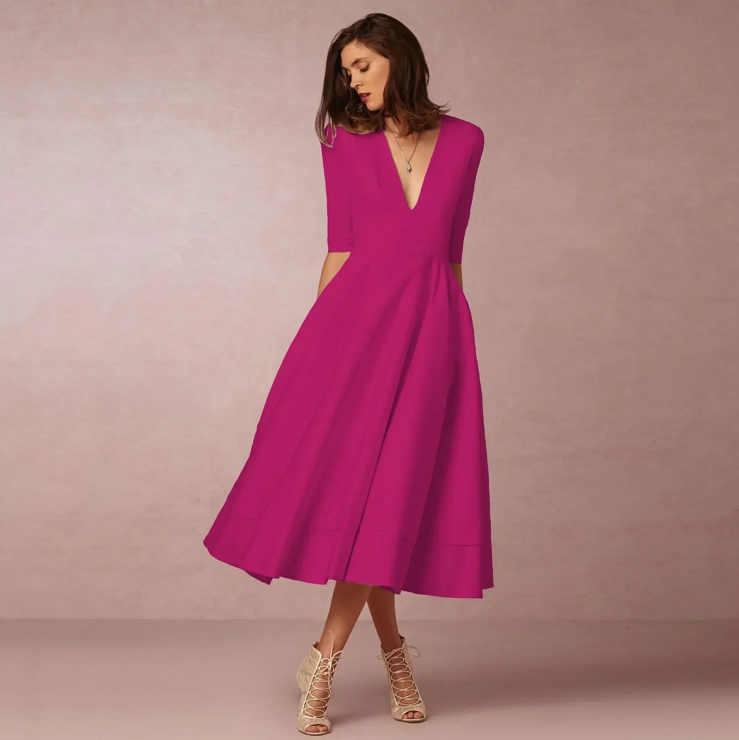 Paige | Women Ivoire Midi Dress Fitted Elegant Cut