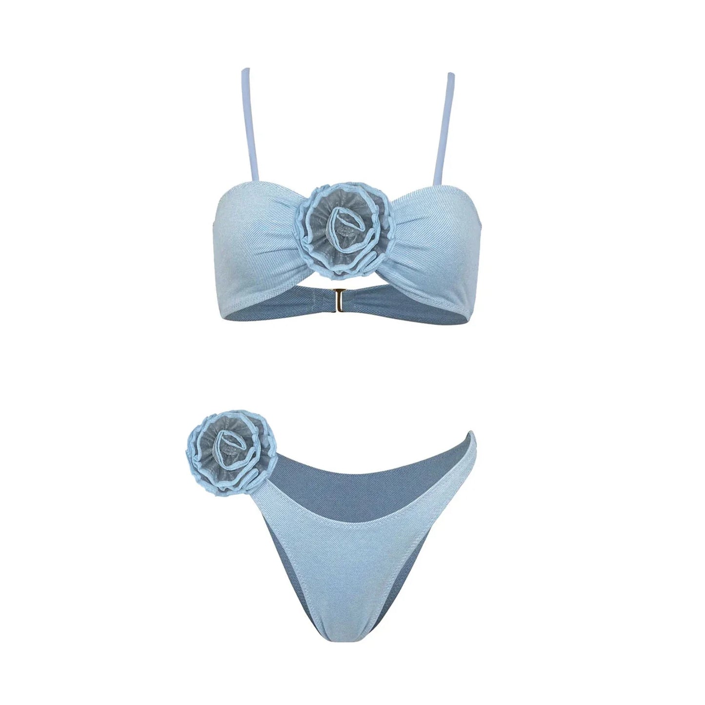 3D Floral Halter Bikini Set