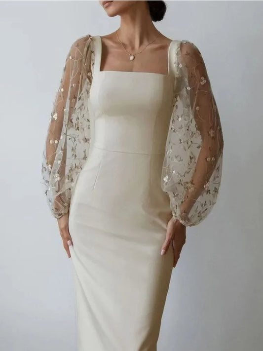 Isabella® | Evening And Party Dress With Square Neckline And Long Sleeves