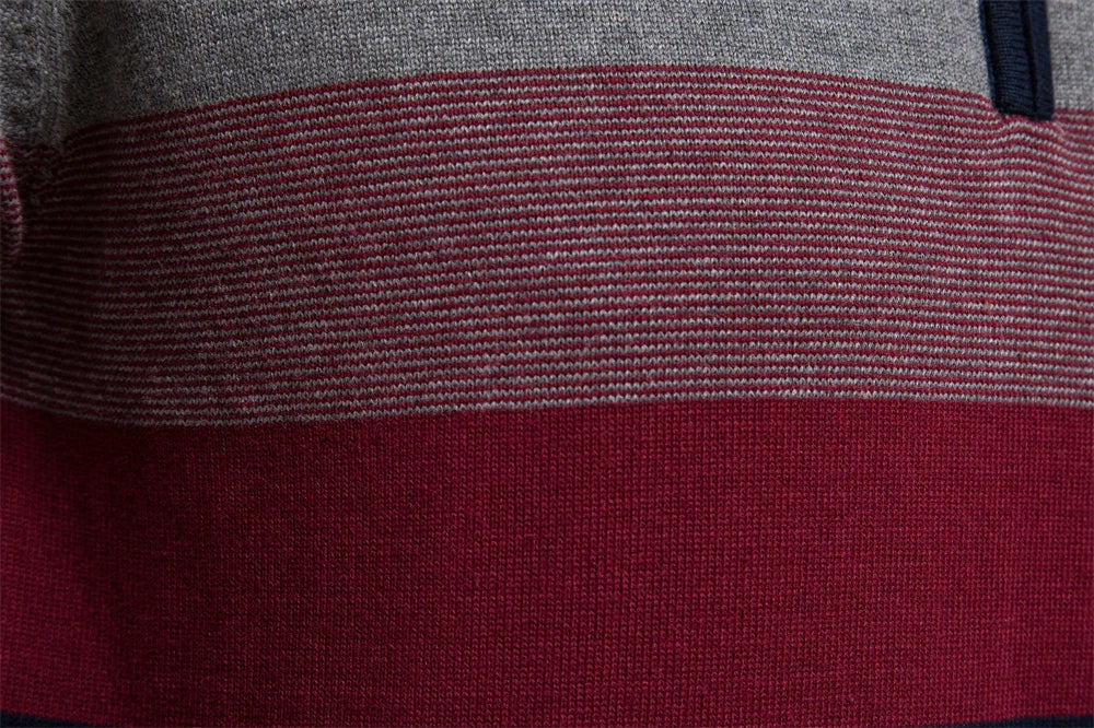 Men’s Striped Quarter-Zip Jumper with Modern Slim Fit Design