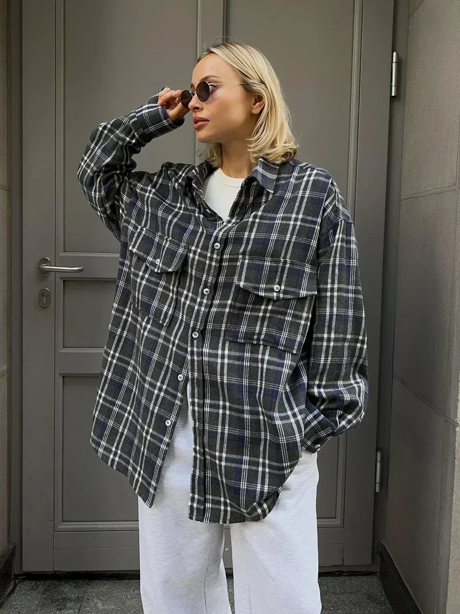 Inés | Vintage loose checked blouse