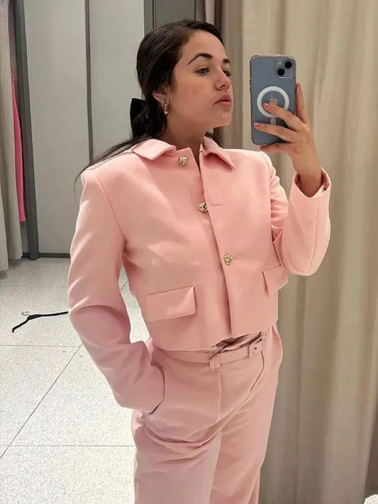 Juana® | Set of top and trousers with lapel collar
