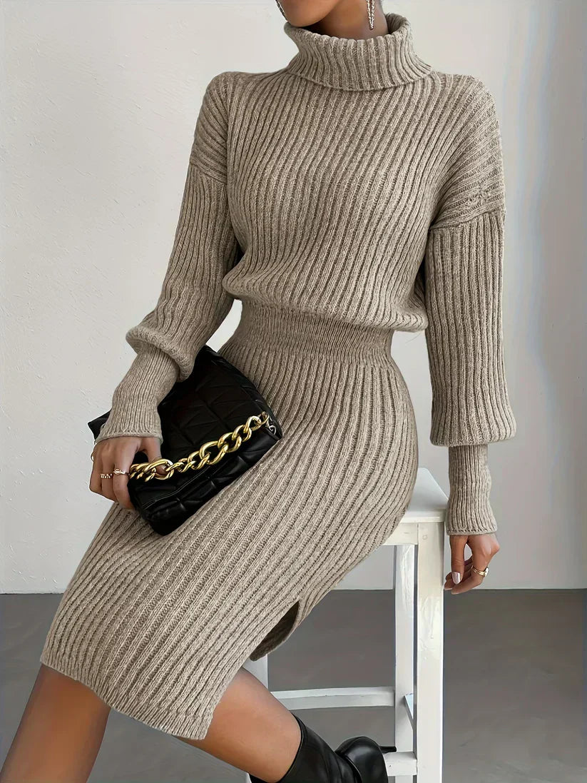 Linda | Stylish winter turtleneck dress for women