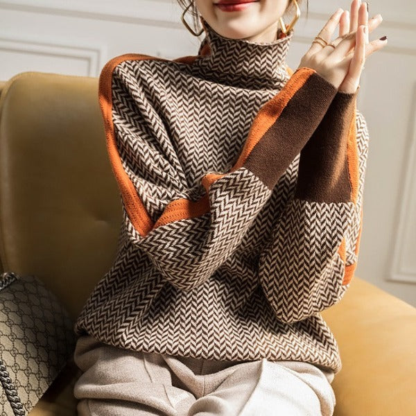 Felicidad | Turtleneck sweater made of melange fabric