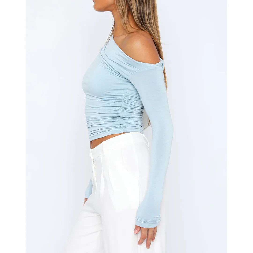 Laura® | Top asymétrique torsadé for women Manches longues