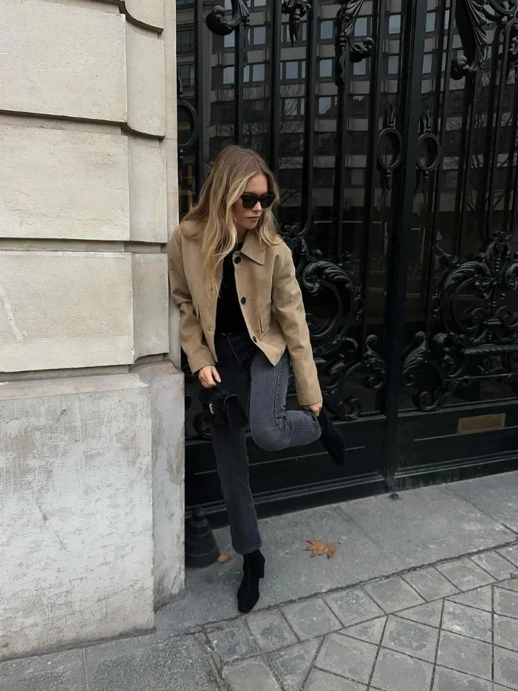 Zaida | Fashionable women's coat with lapel collar and pockets