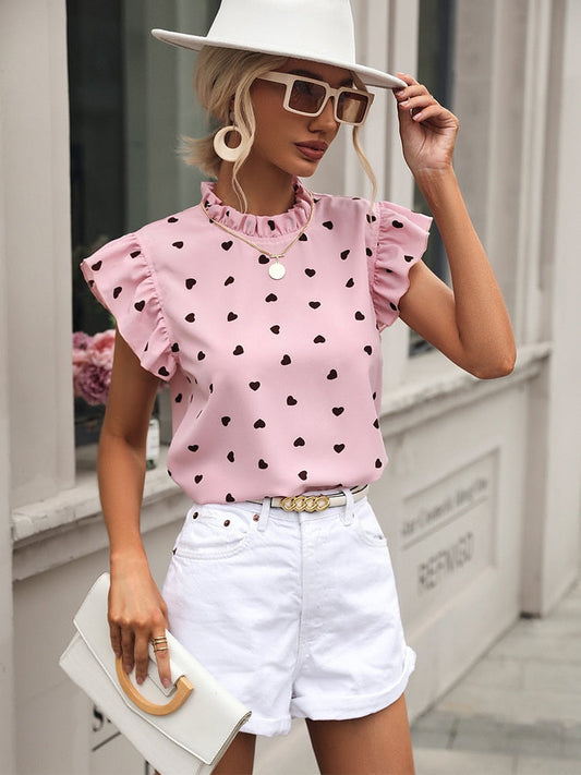 Eulalia® | Casual Blouse Summer Blouse With Short Sleeves And Heart Print