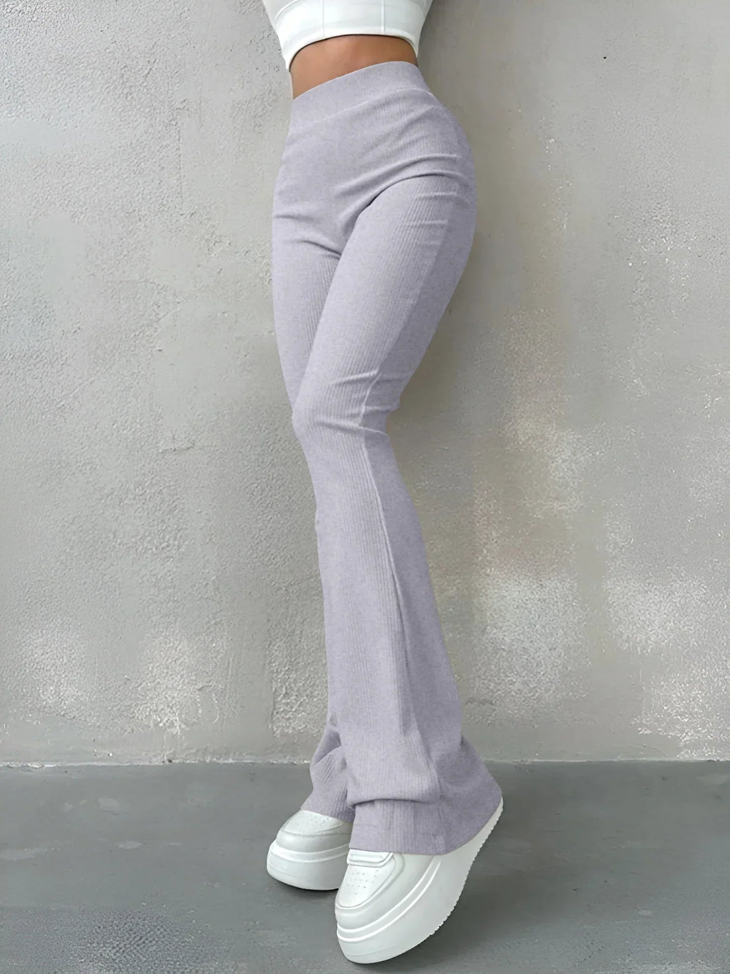 Eugenia® | Ribbed Flared Trousers High Waist