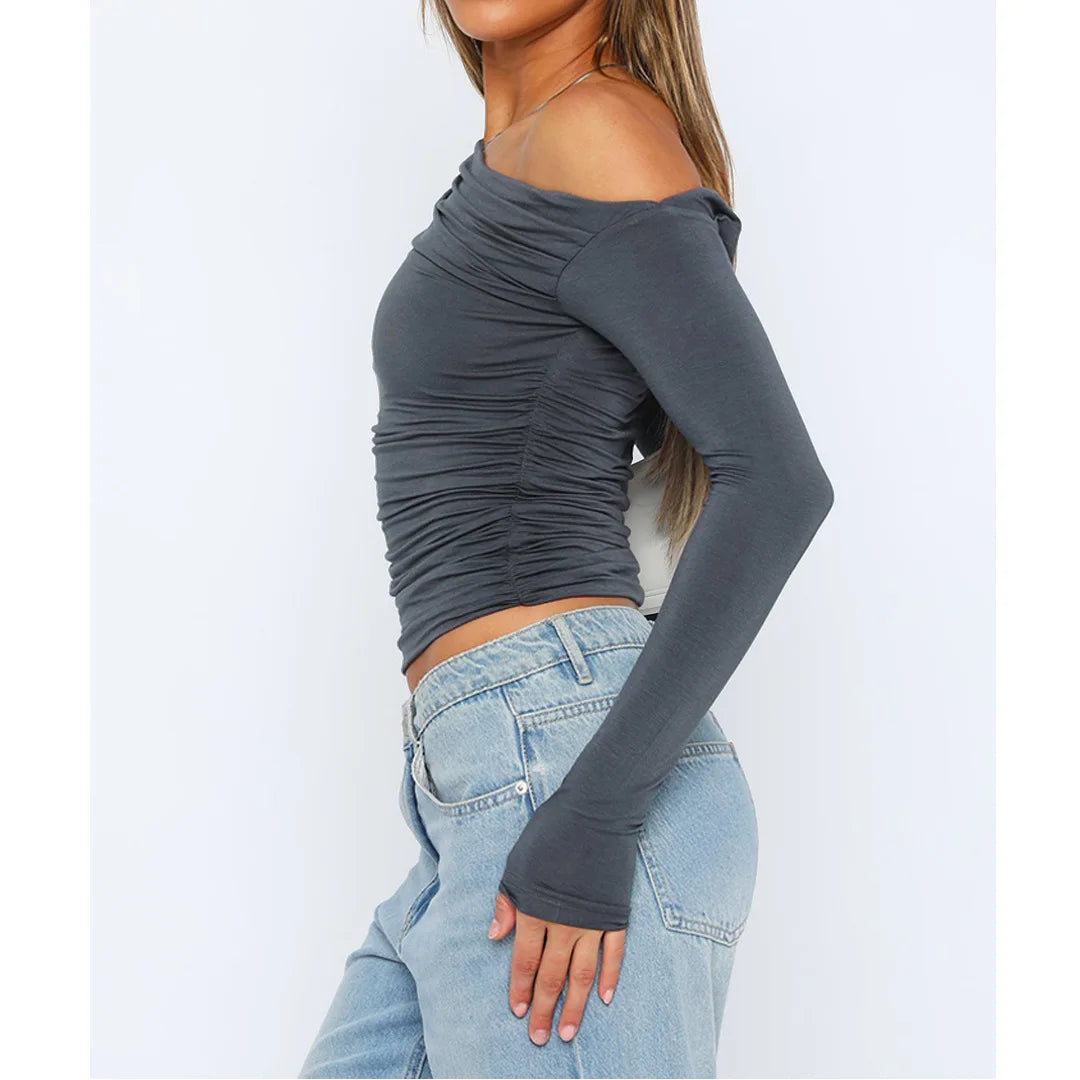 Laura® | Top asymétrique torsadé for women Manches longues