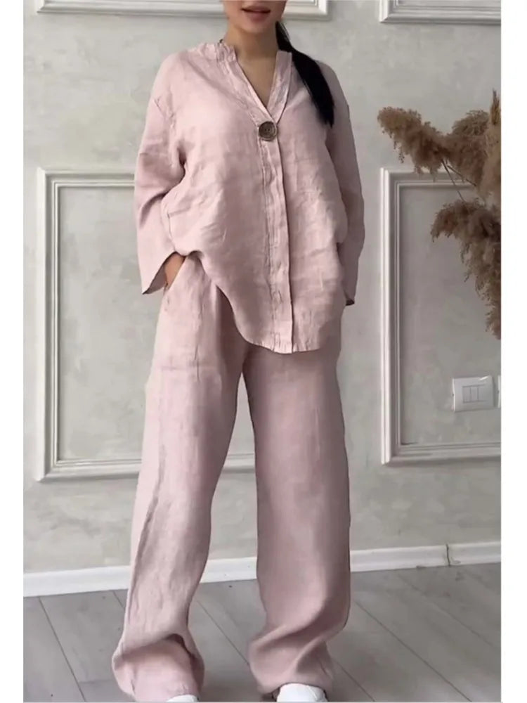 Soraya | Casual set - V-neck top and trousers