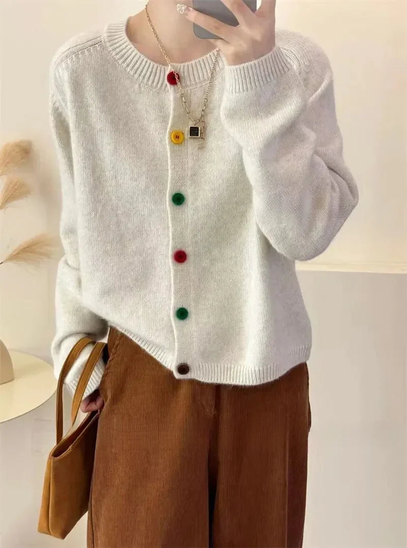 Natalia | Colorful knotted knitted coat for women