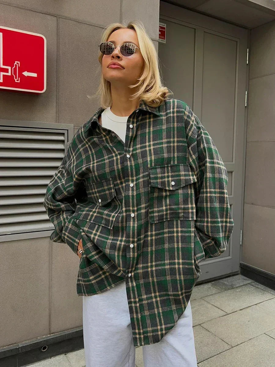 Inés® | Vintage loose checked blouse
