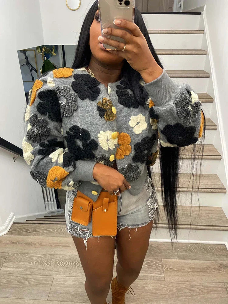 Emma | Women's cardigan with 3D flowers
