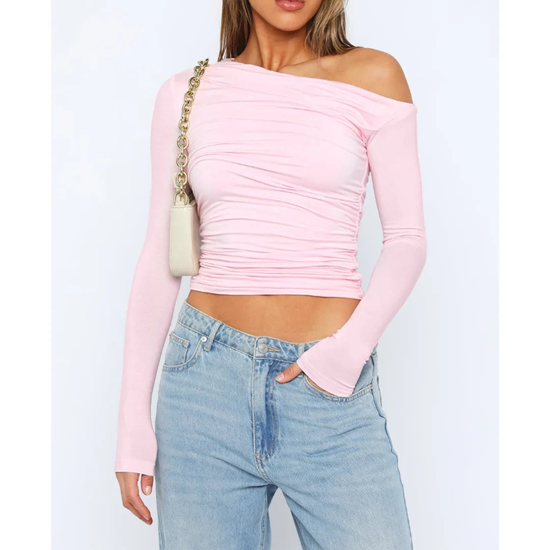 Laura® | Top asymétrique torsadé for women Manches longues