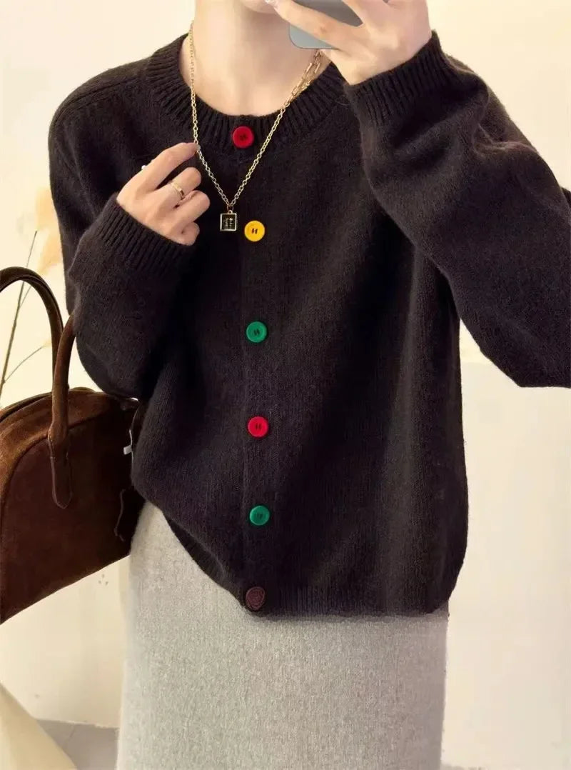 Natalia | Colorful knotted knitted coat for women