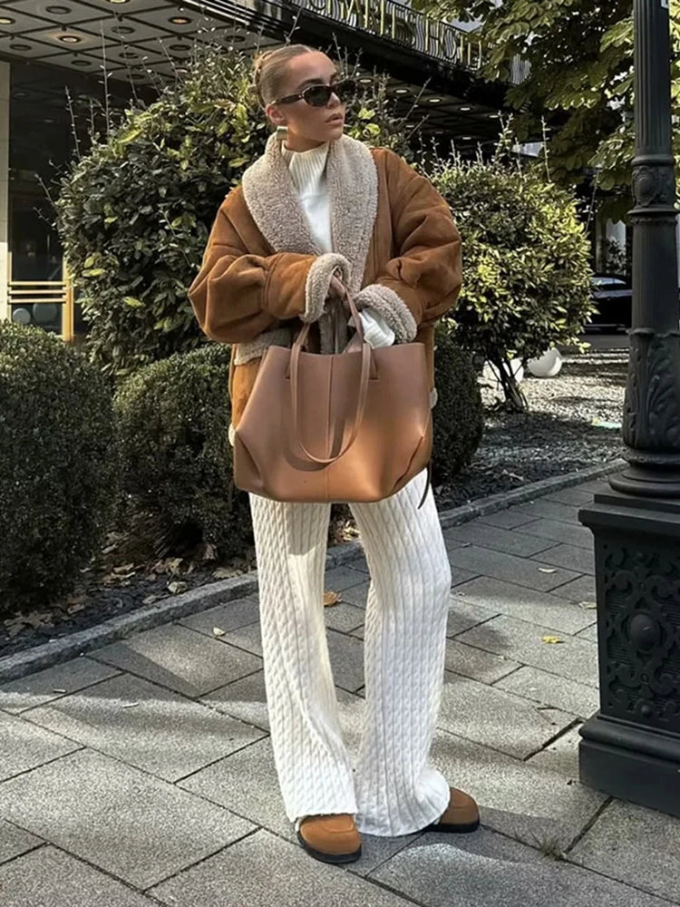 Nahir | Women's winter coat made of imitation lambskin