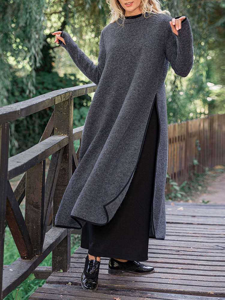 Silvia® | Long Split Midi Dress In Loose Fit