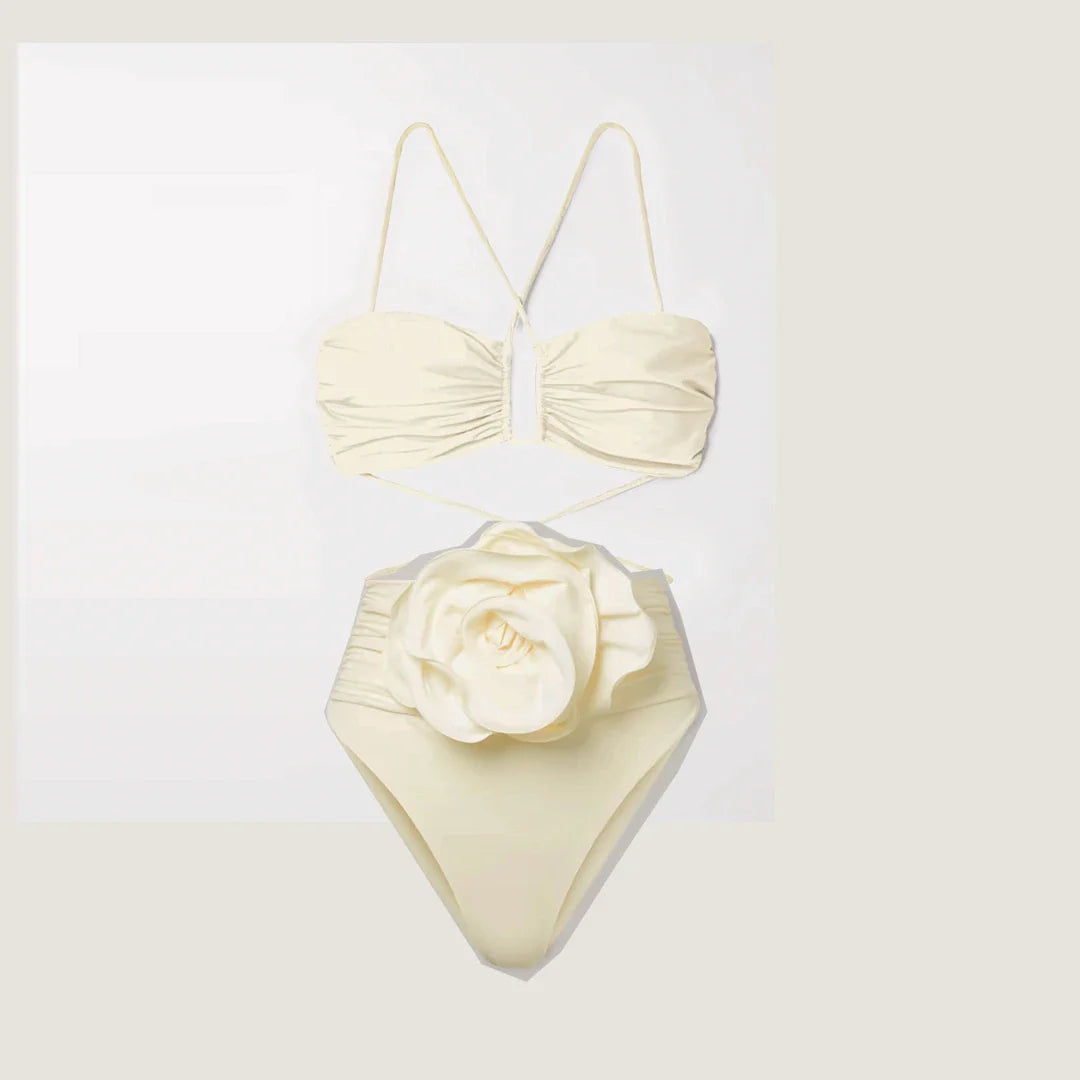 3D Floral Halter Bikini Set