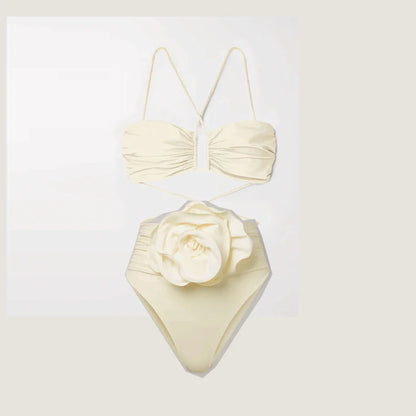 3D Floral Halter Bikini Set