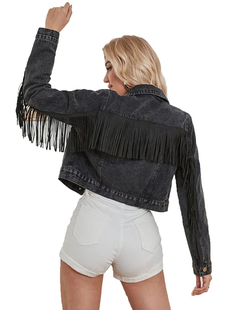 Linda | Vest with long sleeves and fringes