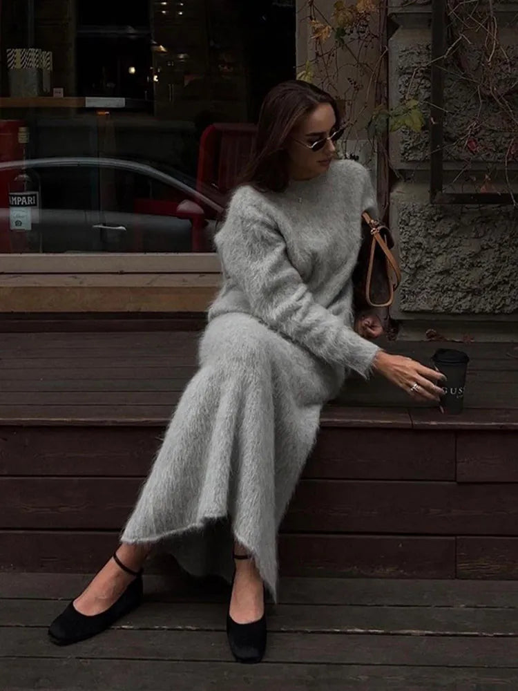 Amanda | Women's mohair set with skirt and sweater