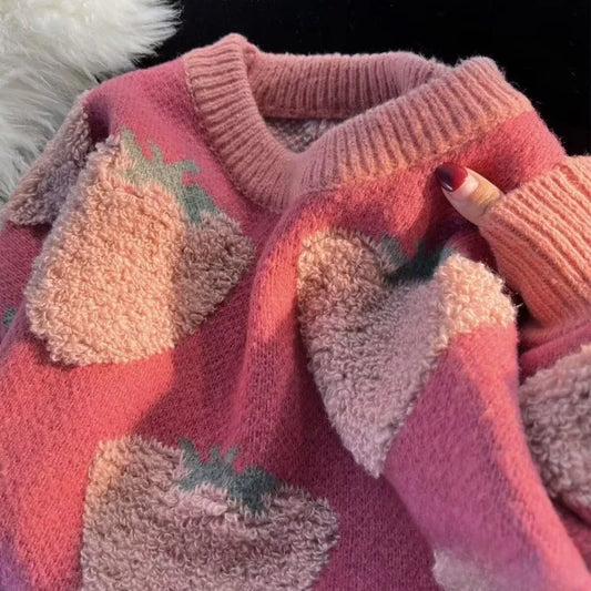 Carmen | Pink oversized sweater with wedge heel