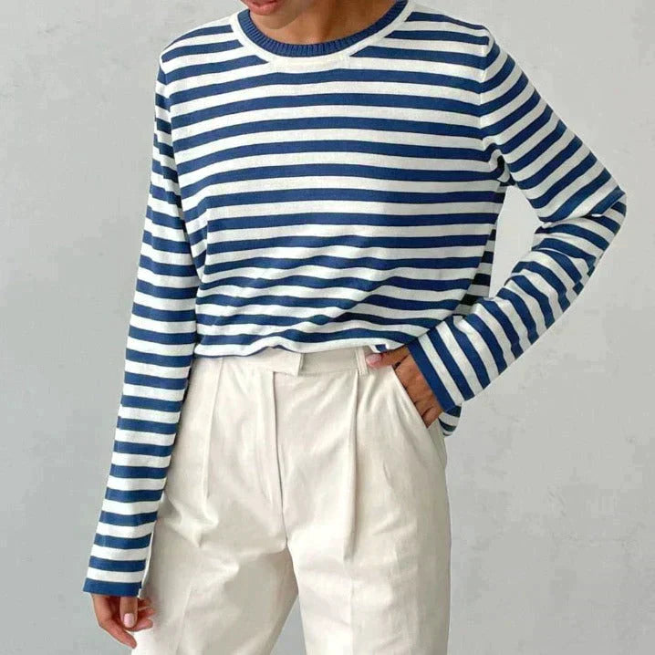 Fatima® | Women's striped long-sleeved round-neck top
